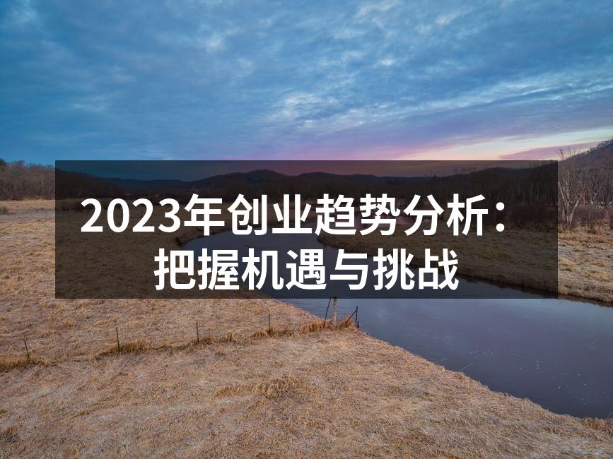 2023年创业趋势分析：把握机遇与挑战